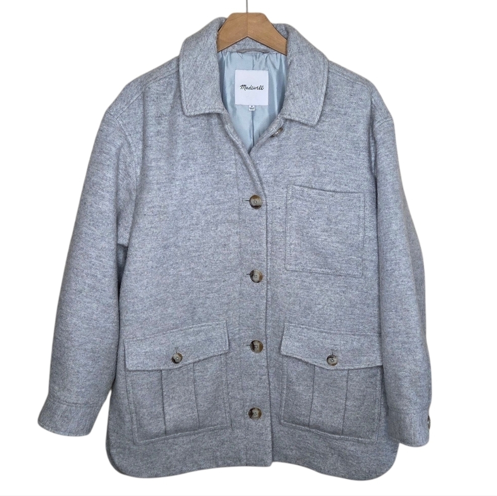 Madewell | Heather Gray Belrose Wool Blend Shirt Jacket Size Medium